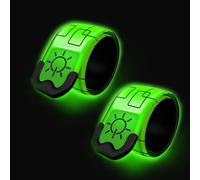 Nizirioo Braccialetto a LED ricaricabile, 2 pezzi, riflettente, con luci a LED, per corsa, corsa, corsa, colore verde