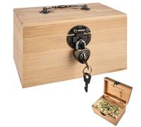 Nizirioo Cassapanca in Legno Naturale per il Tesoro Con Serrature - Scrigno, Portagioie da Dipingere per Utensili