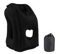 Nizirioo Cuscino da viaggio gonfiabile per collo, cuscino da viaggio, portatile, supporto per il collo, comodo supporto per testa e mento, per auto, aereo, treno, campeggio, nero