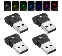 Nizirioo Illuminazione USB per auto, luci atmosferiche, LED, 4 pezzi, mini soffitto, luce starlight, 7 colori, regolabile, luce ambientale, universale, per dispositivi mobili e laptop