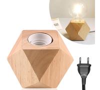 Nizirioo Lampada da Tavolo in Legno E27 Base Diamante Piccola Lampada da