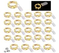 Nizirioo Luci LED a Batteria 1M 25 pezzi Stringa Luci LED IP67 Impermeabile, Mini Lampada a Fili di Rame, LED Lucine, Ghirlanda Luminosa Lucine per Casa Interni e Esterni Feste (Bianco Caldo)