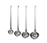 Nizirioo Mestolo in Acciaio Inox, Set di 4 Mestoli con Supporto, Manici Lunga, 1/2/3/4 Oz, Per Cucina Casalinga e Ristorante