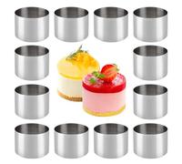Nizirioo Mousse Anelli in Acciaio Inox, 12 Pezzi Anelli Dessert, Anelli Torta, Taglierina per Biscotti Rotonda, Anello per Torte Adatto, Stampo Rotondo per Pasticceria Dessert Dolci Ciambella
