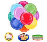 Nizirioo Piatti di Carta Rotondi Colorati - 100 Pezzi, 7 Pollici, per Feste e Fai Da Te