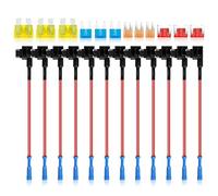 Nizirioo Portafusibili 12 Volt - 12 Pezzi Rubacorrente per Auto, Fusibile Standard/Mini/Micro2/Basso Profilo, 4 Tipi ATC, ATM, APM per Camion, Barca
