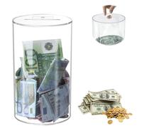 Nizirioo Salvadanaio Acrilico Trasparente Non Apribile per Bambini e Adulti - Idea Regalo per Compleanno, Inizio della Scuola e Altre Occasioni