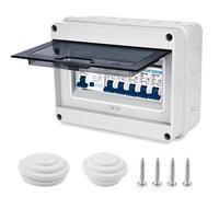 Nizirioo Scatola dei fusibili IP65, antipolvere: interruttore 63A, interruttore dell'aria 2x6A+10A+20A+32A, per giardino e esterni