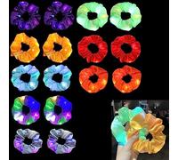 Nizirioo - Set di 16 elastici per capelli luminosi a LED, con 3 modalità di luce, per capelli, per donne, ragazze, copricapo