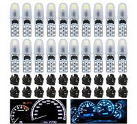 Nizirioo Set di 20 lampadine con base in vetro, DC 12 V T5 LED con attacco girevole, luce per tachimetro, luce per tachimetro auto, lampadina per tachimetro, lampadina per segnalatore (Blu ghiaccio +