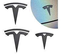 Nizirioo Set di etichette per auto, 3 pezzi, logo nero opaco, accessorio per auto anteriore/posteriore/volante, per Tesla Model Y