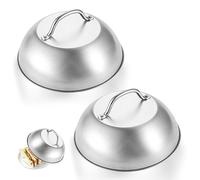 Nizirioo Teppanyaki Coperchio per pentola, 2 PCS Coperchio Wok Acciaio Inox 22.5 cm Cupola, Coperchio della Pentola di Cottura, Coperchio Alimentare, Coperchio per Hamburger, Coperchio della Griglia