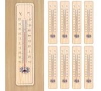 Nizirioo Termometro analogico da stanza, 8 pezzi, interno in legno, resistente alle intemperie, ℃ e ℉, per interni ed esterni (-40 a +50°C)