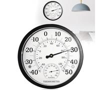 Nizirioo Termometro da interno ed esterno grande: Barometro analogico 2 in 1, Termometro esterno da 25 cm con igrometro, ben leggibile, Termometro interno esterno per giardino, camera da letto