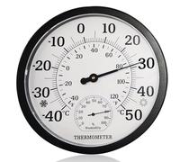 Nizirioo Termometro esterno per interni ed esterni, grande: analogico 2 in 1 barometro, termometro esterno da 10 pollici con misuratore di umidità, termometro interno esterno per giardino, camera da