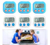 Nizirioo - Timer da cucina digitale con orologio con grande display LCD per cucina, ufficio, sport, 6 pezzi