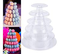 Nizirioo Torre Rotonda Macaron, 6 Livelli, Per Cupcake, Torte e Macaron, Per Matrimoni, Feste, Decorazione, PVC Trasparente, Rotondo, 26 x 23 cm