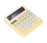 NIZUUONE Batteria Solare Alimentata a 12 Cifre Calcolatrice Portatile per Ragazze Office Dual Power Keys, Display LCD Round per Bambini, Materiale ABS (YELLOW)
