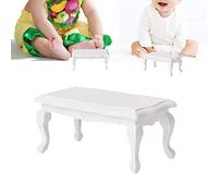 NIZUUONE Fine Mobili da Tavolo Casa di Bambole in Legno in Miniatura per 1/12 Accessori per la Casa, Tavolo da tè Leggero Rispetto Alla Luce per Bambini (WHITE)