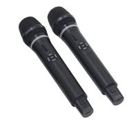 NIZUUONE Microfonico Dinamico Cordless Wireless Microfono Dinamico Set Doppio Microfono Portatile con Riverbero Integrato per le Prestazioni del Palcoscenico Karaoke