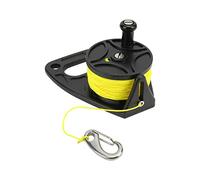 NIZUUONE Mulinello da Pesca Sub Mulinello Sub con Stopper Pollice per Snorkeling Filo Giallo (Ruota Nera)
