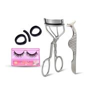 NJ Enterprises Kit piegaciglia classico in metallo - Piegaciglia di precisione in acciaio inossidabile per tutte le forme degli occhi con impugnatura ergonomica e 1 tampone di ricarica in silicone