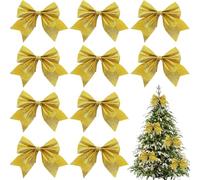 NJCXOLA 10 Pezzi Fiocchi d'Oro Glitter per Decorazione Albero di Natale - Decorazioni per Riunioni di Famiglia e Feste per le Vacanze