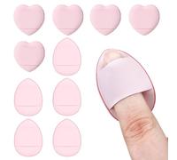 NJCXOLA 10 Pezzi Spugne Soffio di Polvere con Supporto per Dita Cinghia Mini Frullatore di Bellezza Viso Occhi Pastiglie Trucco per Fondotinta Liquido Cosmetico Wet Dry Strumento