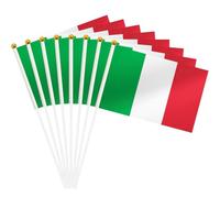 NJCXOLA 20 pezzi bandiere dell'Italia a manovella Italiane bandiera della stamina per la festa della festa nazionale, festa, parate, giochi di calcio, decorazioni per bar 21x14 Cm