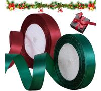 NJCXOLA 20mm x 22cmNastro di raso natalizio Nastro regalo Nastro largo Nastro di seta Nastro di tessuto per artigianato Confezione regalo Nastro di raso rosso scuro verde Nastro decorativo natalizio