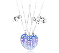 NJCXOLA 3 Collana Cuori Spezzati, Collana con Ciondolo Magnetico per i Migliori Amici, Regalo di Gioielli dell'Amicizia