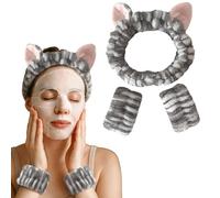 NJCXOLA 3 pcs Lavaggio Viso Set, Di Polsini per il Lavaggio del Viso, Polsini Spugna Morbida Terry Panno Trucco Cura della Pelle Fascia Antiscivolo per la Cura Della Pelle - Bianco sporco