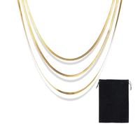 NJCXOLA 3 Pezzi Collana Catena Serpente Oro Collana Spina Pesce Donna Girocollo Acciaio Inossidabile Catena Piatta Gioielli Catena Serpente Oro Regolabile per Donne Ragazza