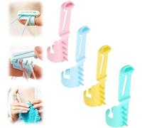 NJCXOLA 4 PCS Anelli Ditale per Maglieria e Uncinetto Regolabili, con Guida Filo Plastica per Artigianato Fai da Te