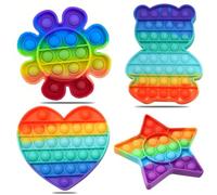 NJCXOLA 4 Pcs Pop It Pop Fidget Toy Set, Push and Pop Bubble Sensory Fidget Toy, Squeeze Sensory Toys, Silicone Antistress Ansia Sollievo Giocattoli, Gioco Antistress Rilassante per Adulti e Bambini