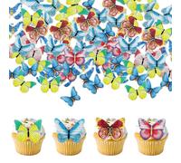 NJCXOLA 40 pezzi Farfalle commestibili, decorazioni torta compleanno, farfalle decorative torta, cupcake commestibili,farfalle commestibili per torte per compleanno,battesimo,matrimonio(Colori misti)