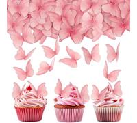 NJCXOLA 48 Pezzi Farfalla Decorazioni per Torte Cupcake Toppers, Farfalle Decorative Torta, per Compleanno Alimentari Festa Parete Papillon Décoration