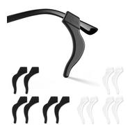 NJCXOLA 6 paia di Ferma Occhiali in Silicone, Antiscivolo, Gancio, Morbido, Resistente, Comodo, Grande, Unisex, Bianco e Nero