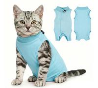 NJCXOLA Body Post Operatorio Gatto, Tutina Gatto Post Operatoria, Body Gatto Post Sterilizzazione, traspirante anti-leccamento, per ferite addominali o malattie della pelle(Blu, S)