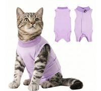 NJCXOLA Body Post Operatorio Gatto, Tutina Gatto Post Operatoria, Body Gatto Post Sterilizzazione, traspirante anti-leccamento, per ferite addominali o malattie della pelle(Viola,M)