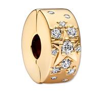 NJCXOLA Charm Donna Ciondoli Charms Stella Argento Sterling 925 Zirconia Cubica Ciondolo Compatibile Bracciale Pendenti Regalo Compleanno Festa per Bambine Mamma, Oro