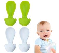 NJCXOLA Cucchiai Silicone Neonati, Accessori Alimentazione Bustine, Facile Pulizia, Cucchiaio Prova Perdite, Alimenti Lattanti, Bustine Alimentari, Bambini 3+ Mesi 4Pcs Verde + Bianco