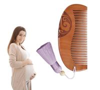 NJCXOLA Pettine da Parto per Dolori da Travaglio, Pettine capelli Travaglio Pettine Legno Travaglio Inciso Nessun Dolore Regalo Essenziale per la Prima Mamma per Donne Incinte(Viola, Perles Bodhi)