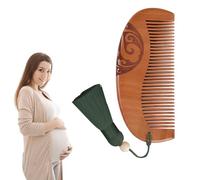NJCXOLA Pettine da Parto per Dolori da Travaglio, Pettine capelli Travaglio Pettine Legno Travaglio Inciso Nessun Dolore Regalo Essenziale per la Prima Mamma per Donne Incinte(Verde, Perles Bodhi)