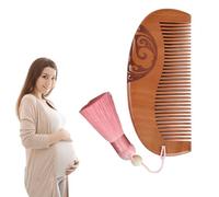 NJCXOLA Pettine da Parto per Dolori da Travaglio, Pettine capelli Travaglio Pettine Legno Travaglio Inciso Nessun Dolore Regalo Essenziale per la Prima Mamma per Donne Incinte(Rosa, Perles Bodhi)