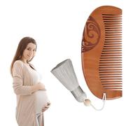 NJCXOLA Pettine da Parto per Dolori da Travaglio, Pettine capelli Travaglio Pettine Legno Travaglio Inciso Nessun Dolore Regalo Essenziale per la Prima Mamma per Donne Incinte(Argento, Perles Bodhi)