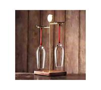 NJDQFA Rastrelliera per Calici da Vino Rosso da Tavolo, Supporto per Bicchieri di Vino Bar, in Metallo Calice Scaffale per Riporre con Base in Legno,(b) Gold 2 Glass Holder