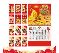 Njidher Calendario da parete 'anno del cavallo, agenda con buste rosse, calendario da appendere per dodici | per sala da pranzo, soggiorno, camera da, ufficio, dormitorio, studenti