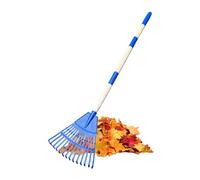 Njidher Rastrello da giardino a ventaglio a 14 denti | Rastrello da prato con manico lungo - Scopa con manico ergonomico per giardino campeggio all'aperto Prato