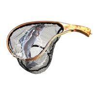 Njidher Retino per pesca a mosca, retino per trota, retino per pesci con manico in legno, rete per laghetti con rete nera, retino a prova di pesce, retino per pesca e rilascio